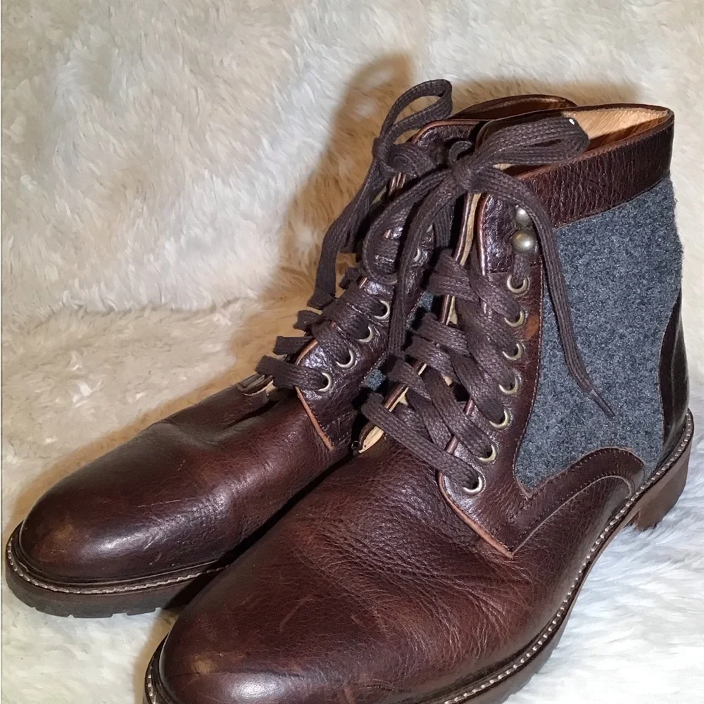 McCarren & Sons Brown leather/wool boots size 10